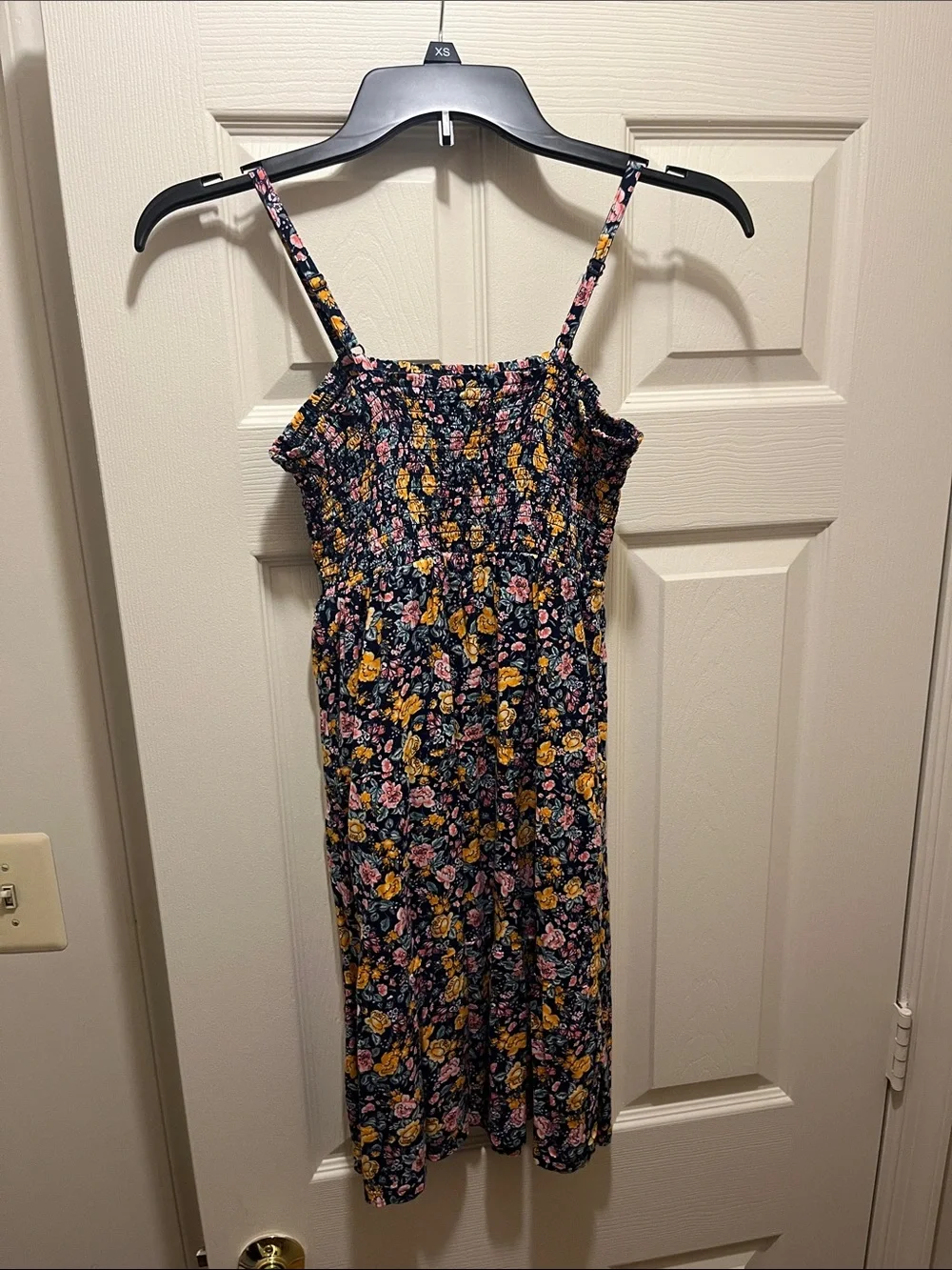 Old Navy Navy Floral Smocked Sundress with Pink and Yellow Flowers